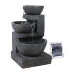 Solar Water Fountain 3 Tier LED Lights 60cm Polyresin Solar Powered Blue