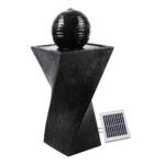 Solar Water Fountain 85cm LED Lights Black Polyresin Garden Decor Solar Powered