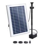 Solar Pond Pump 610L/H Flow 4.4FT Water Lift with LED Lights and Battery