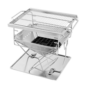 Portable Fire Pit BBQ Stainless Steel Folding Outdoor Camping Stove Adjustable