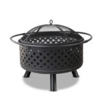 2 in 1 Outdoor Fire Pit BBQ Grill 30 Portable Patio Heater Mesh Dome Black