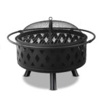 32 Outdoor Fire Pit BBQ Grill Portable Charcoal Fireplace Safety Ring Mesh Dome