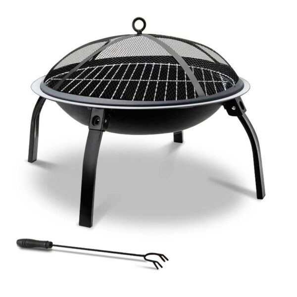 Portable Fire Pit 22 Foldable Steel Outdoor Camping BBQ Heat Resistant Grill