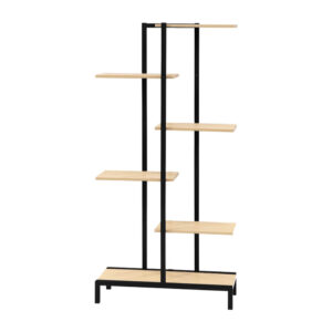 6 Tier Metal Wood Plant Stand Indoor Outdoor Garden Shelf Display 60x23x125cm