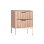 Bedside Table Nightstand Pine 2 Drawers Metal Legs Storage 40x40x52cm Modern