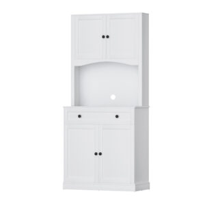 Buffet Sideboard Cabinet White 180cm High Storage 4 Doors 2 Shelves Drawer