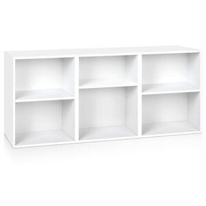 3 Piece Cube Bookshelf Set Adjustable Shelves DIY White Particle Board 48x24x60cm