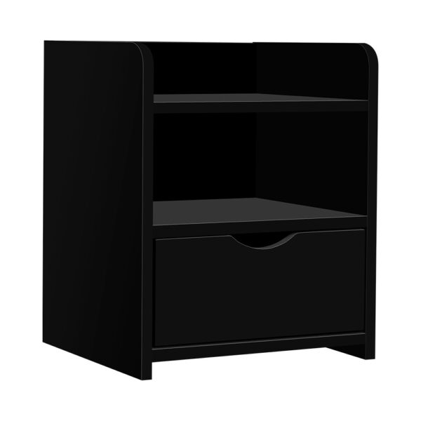 Bedside Table Black 1 Drawer Shelf 15mm Thick Board LDF 37x34x45cm