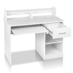 Computer Desk with Shelves Drawer Keyboard Tray White 100cm Storage Office