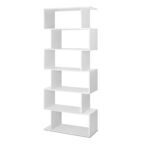 6 Tier S Shape Bookshelf Versatile White Storage Display Shelf Organizer