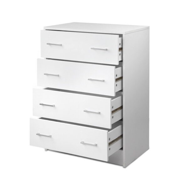 4 Drawer Tallboy Chest White High Density Particle Board 64x40x89cm