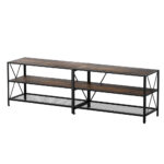 TV Stand Entertainment Unit 3 Tier Shelves Vintage Rustic Walnut 176x38.5cm