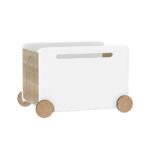 Kids Toy Chest Storage Box Organizer with Wheels MDF White 30kg Capacity