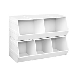 Kids Toy Storage Organizer Stackable Bookshelf Eco Friendly White MDF Bookcase