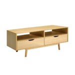 Scandinavian TV Cabinet Entertainment Unit 120cm Natural Timber Open Shelf