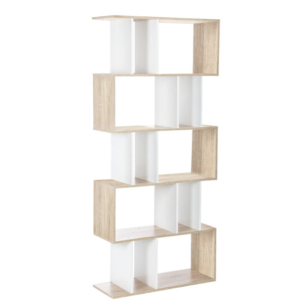 5 Tier Display Shelf White Oak Particle Board Storage Organizer 80x30x180cm