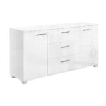 Modern White High Gloss Buffet Sideboard Storage 3 Drawers 2 Cupboards 138cm