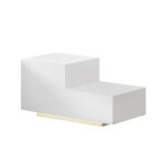 Bedside Table LED Lighting 2 Drawers High Gloss White L Shape 16 Colors Remote