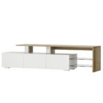 TV Stand Entertainment Unit 180cm Dual Tone White Wood 3 Drawers Glass Shelves