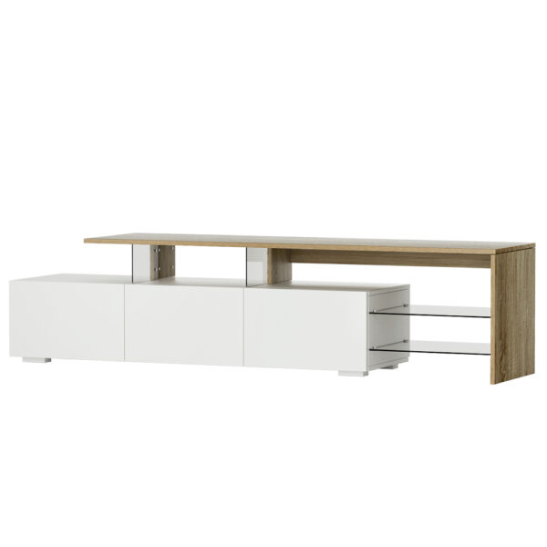 TV Stand Entertainment Unit 180cm Dual Tone White Wood 3 Drawers Glass Shelves