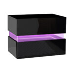 Modern LED Bedside Table 2 Drawers High Gloss Black RGB Lighting Storage 60x38cm