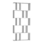 5 Tier Bookshelf White Zig Zag Design High Density Particle Board 80x30x180cm