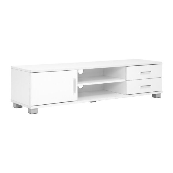 TV Stand Entertainment Unit 120cm Storage Cabinet White 2 Drawers Shelves