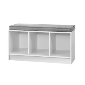 Shoe Cabinet Bench Storage Organizer Cushioned Seat White 90x35.5x50cm