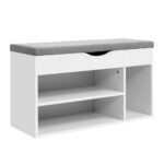 Shoe Cabinet Bench Storage Organizer Rack 9 Pairs Cushioned Seat White 80x30x47cm