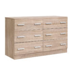 6 Drawer Lowboy Dresser Contemporary Melamine Finish Oak Look 110x42x69cm