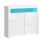 Modern LED Sideboard High Gloss White Ample Storage 15mm Thick Board Lighting