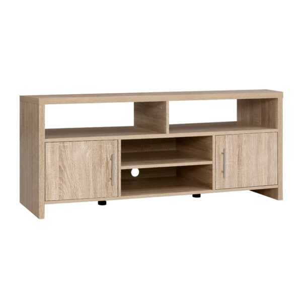 Contemporary TV Cabinet Entertainment Unit 140cm Oak Finish Ample Storage