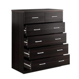 6 Drawer Tallboy Chest Walnut Finish Contemporary Storage Organizer 85x39.5x105cm