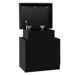 Bedside Table Modern 2 Drawers Lift up Storage Melamine Black 45x35x52cm