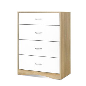 Scandinavian 4 Drawer Tallboy Two Tone Melamine Finish Ample Storage 70x40x93cm