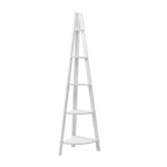 5 Tier Corner Ladder Shelf Freestanding White MDF 180cm High Storage Display