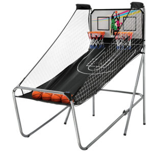 Basketball Arcade Game 8 in 1 Electronic Scorer Double Hoop Shootout Silver