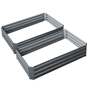 Raised Garden Bed 2 Pack 120x90cm Galvanised Steel Planter Herb Vegetable Box