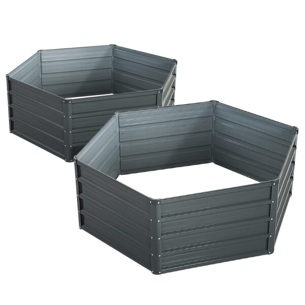 Raised Garden Bed 2 Pack 130x130x46cm Galvanized Steel Planter Box Outdoor