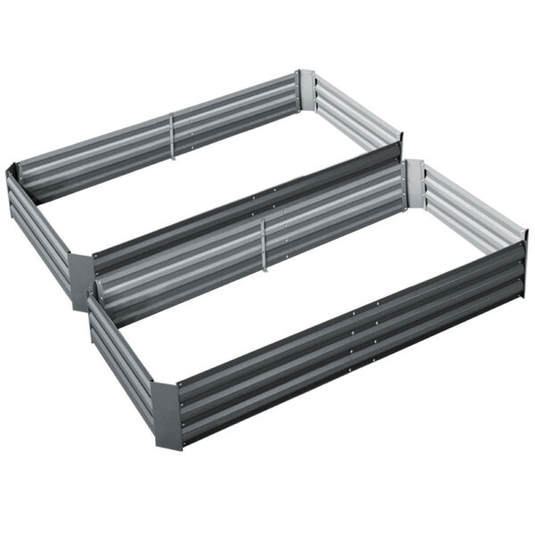 Raised Garden Bed 2 Pack 210x90cm Galvanised Steel Planter Herb Vegetable Box