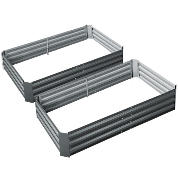 Raised Garden Bed 2 Pack 150x90cm Galvanised Steel Planter Herb Vegetable Box