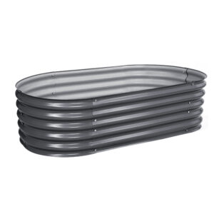 Raised Garden Bed Galvanized Steel 160x80x42cm Oval Planter Vegetable Container