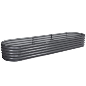 Raised Garden Bed Galvanized Steel Planter Box 320x80x42cm Outdoor Oval Container