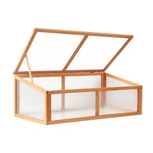 Raised Garden Bed 110x58x42cm Wooden Planter Box with Polycarbonate Sides