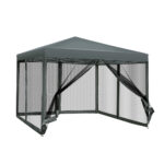 Pop Up Gazebo 3x3m Outdoor Party Tent Canopy UV Waterproof Mesh Wall Grey