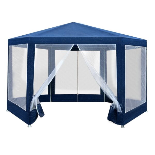 Hexagonal Gazebo 2x2m Marquee Party Tent Outdoor Mesh Wall Canopy Navy Shade