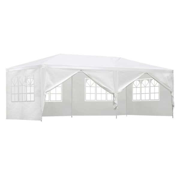 Gazebo Marquee 3x6m Outdoor Wedding Party Tent Canopy 6 Side Panels White