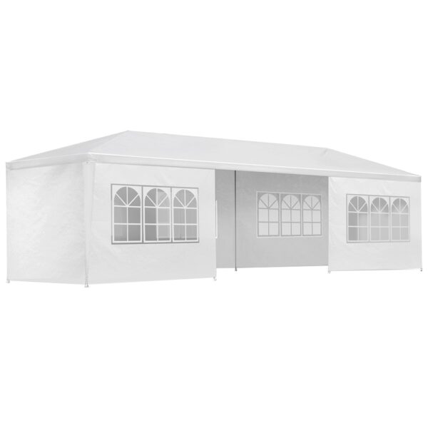 Gazebo Marquee 3x9m Outdoor Wedding Party Tent Canopy 8 Side Panels White