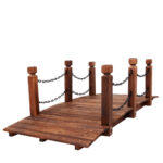 Wooden Garden Bridge Rustic Decor Chain Rail Weatherproof 160cm Capacity 160kg