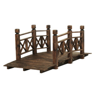 Wooden Garden Bridge Rustic Decorative Outdoor Yard Feature 200kg Capacity 150cm